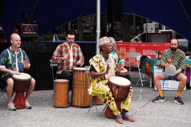 Drummers performing